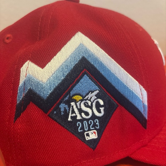 NEW ERA ST LOUIS CARDINALS MENS RED 23’ ALL-STAR GAME WORKOUT 59FIFTY FITTED HAT - Picture 2 of 5